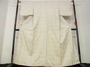 平和屋-こころ店■本場大島紬　白大島　亀甲文　着丈160.5cm　裄丈63cm　正絹　逸品　A-ja6063