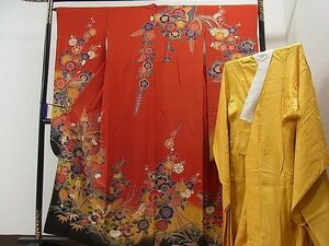 平和屋1■豪華振袖・長襦袢セット　紅型　鳳凰草花文　暈し染め　逸品　CAAA0361yc