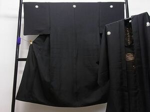 平和屋1■男性　黒紋付・羽織セット　逸品　ua7171