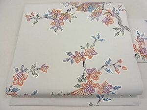 平和屋2■九寸名古屋帯　舞扇枝花文　逸品　jm3417