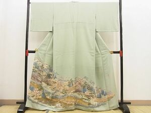 平和屋野田店■豪華色留袖　友禅　作家物　御所解風景花文　逸品　n-ne3522