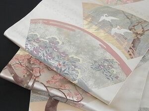 平和屋川間店■六通柄袋帯　唐織　地紙花鳥文　金銀糸　正絹　逸品　A-yi2112