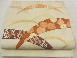 平和屋川間店■夏物　太鼓柄袋帯　唐織　本手織　雪芝吉祥花文　金糸　逸品　n-kg3032