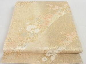 平和屋川間店■夏物　六通柄袋帯　秋草文　金糸　正絹　逸品　A-ms1289