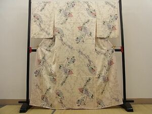 平和屋川間店■上質な小紋　扇面花文　金彩　逸品　n-ne1899