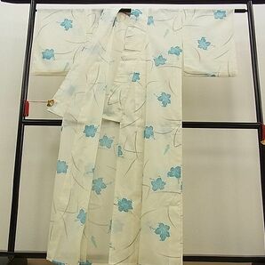 平和屋川間店■夏物 小紋 絽 百合 洗える着物 n-kg3074の画像3