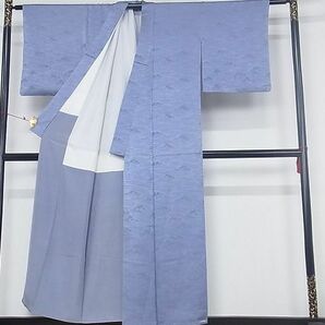 平和屋川間店■上質な色無地 立波地紋 青藤色 着丈148.5cm 裄丈63cm 正絹 逸品 A-cs4946の画像3