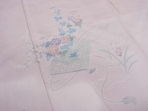 平和屋川間店■訪問着　刺繍　扇面吉祥菊花文　暈し染め　逸品　n-gt2969