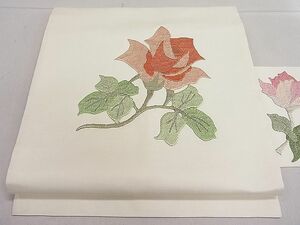 平和屋1■九寸名古屋帯　総刺繍　絽刺し　区限刺繍　薔薇　逸品　CAAA2947ut