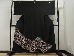 平和屋1■豪華黒留袖　作家物　駒刺繍　飛鶴宝尽くし吉祥文　金彩　逸品　CAAA0069yc