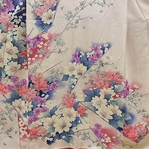 平和屋野田店■豪華振袖 銀駒刺繍 枝花尽くし 暈し染め 逸品 n-cw1084の画像3