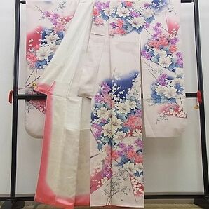 平和屋野田店■豪華振袖 銀駒刺繍 枝花尽くし 暈し染め 逸品 n-cw1084の画像2