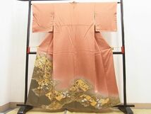 平和屋野田店■豪華色留袖　松皮菱吉祥花文　暈し染め　金彩　逸品　未使用　n-ne3509_画像1