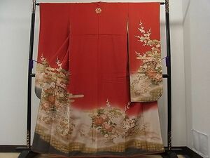 平和屋1■豪華振袖　駒刺繍　檜扇エ霞牡丹吉祥花文　暈し染め　金彩　やまと誂製　逸品　CAAA0318yc