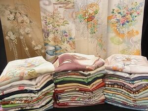 平和屋-こころ店■1円 訪問着 まとめて 50点 鴛鴦 蝶 辻が花 花柄 友禅 駒刺繍 金銀彩 など 着用可能多数 未使用品あり 全て正絹 ppp610