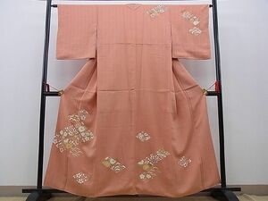 平和屋野田店■訪問着　駒刺繍　菱草花文　逸品　n-kg5988