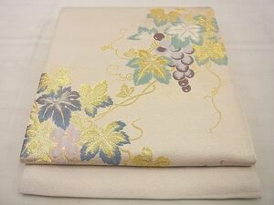 平和屋野田店■西陣　六通柄袋帯　唐織　葡萄蔦の葉文　逸品　未使用　n-xi1683