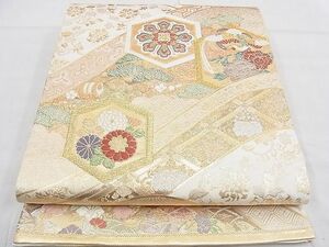 平和屋野田店■六通柄袋帯　唐織　華雅　鳳凰亀甲花文　金銀糸　逸品　n-gt3956