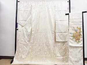 平和屋1■白無垢・帯セット　和装　婚礼　結婚式　花嫁　神社挙式　立涌菊唐草文　銀糸　逸品　CAAA2607ze