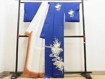 平和屋野田店■訪問着　手描き　流水草花文　逸品　n-ne3481_画像3