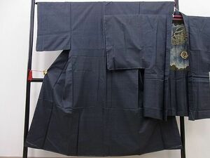 平和屋野田店■男性　本場大島紬　アンサンブル　100亀甲　羽裏：龍　逸品　未使用　n-pk5660