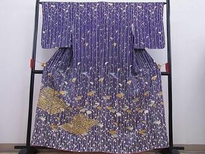 平和屋野田店■訪問着　駒刺繍　松皮菱草花文　金彩　三越扱い　逸品　n-gh6290