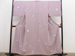 平和屋野田店■上質な小紋　友禅　休み鳥花船文　逸品　n-pk5371