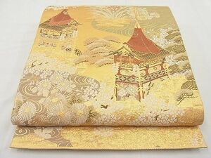 平和屋野田店■六通柄袋帯　唐織　松彩錦　金糸　逸品　n-rc0619