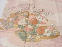 平和屋1■訪問着　駒刺繍　雲重ね草花文　金彩　逸品　an5638_画像4