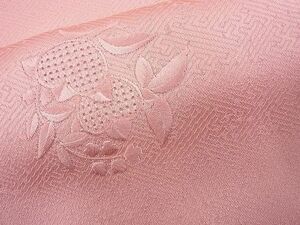平和屋野田店■上質な色無地　総刺繍　スワトウ刺繍　橘　珊瑚色　逸品　n-ac0154
