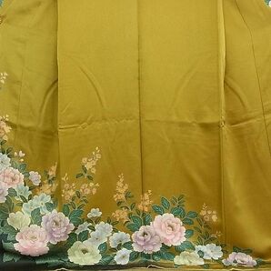 平和屋-こころ店■豪華振袖 駒刺繍 草花文 暈し染 金彩 着丈170.5cm 裄丈64.5cm 正絹 逸品 1B-wt2332の画像3