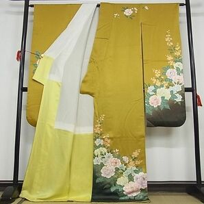 平和屋-こころ店■豪華振袖 駒刺繍 草花文 暈し染 金彩 着丈170.5cm 裄丈64.5cm 正絹 逸品 1B-wt2332の画像2