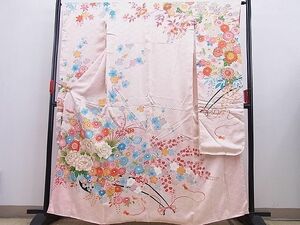 平和屋野田店■豪華振袖　駒刺繍　花車文　金糸　高島屋扱い　逸品　n-gh6439