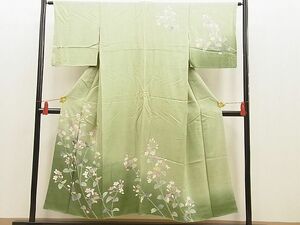 平和屋野田店■訪問着　友禅　枝梅草文　暈し染め　逸品　n-ne3441