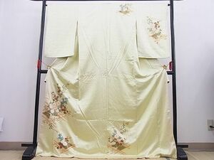 平和屋野田店■訪問着　駒刺繍　菊花文　金彩　逸品　n-gh6418