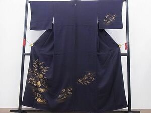 平和屋野田店■訪問着　枝葉文　暈し染め　金彩　逸品　n-gh6462