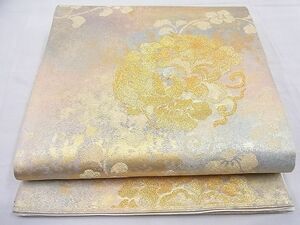 平和屋野田店■六通柄袋帯　花鳥唐草文　金糸　逸品　n-ud0564