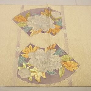 平和屋野田店■太鼓柄袋帯 相良刺繍 地紙花丸文 金銀糸 逸品 n-xi1815の画像4