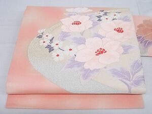 平和屋-こころ店■九寸名古屋帯　枝花文　金銀糸　正絹　逸品　AAAC9086Bfw