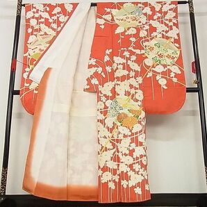 平和屋-こころ店■豪華振袖 駒刺繍 糸車花文 金彩 着丈156.5cm 裄丈62.5cm 正絹 逸品 未使用 A-ja6101の画像2