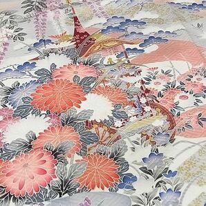 平和屋-こころ店■豪華振袖 草花文 山車 暈し染め 金彩 着丈158.5cm 裄丈64cm 正絹 逸品 未使用 A-ja6097の画像4