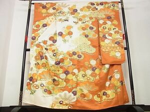 平和屋-こころ店■豪華振袖　駒刺繍　松　菊　金彩　着丈159cm　裄丈63cm　正絹　逸品　A-ja6106