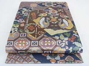 平和屋-こころ店■極上　総絽刺し　区限刺繍　袋帯　蜀江花鳥文　正絹　逸品　AAAC3583Bjd