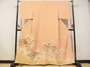 平和屋-こころ店■創業460年・千總　色留袖　駒刺繍　冊子花文　橘　暈し染め　金彩　高島屋扱い　正絹　逸品　A-ta9187