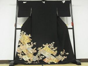 平和屋-こころ店■豪華黒留袖　駒刺繍　花宝尽くし文　松竹梅　金彩　高島屋扱い　正絹　逸品　未使用　B-zg9583