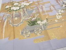 平和屋1■豪華色留袖　作家物　刺繍　霞花車文　金彩　逸品　CAAA6066tx_画像4