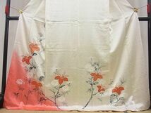 平和屋川間店■訪問着　手描き　駒刺繍　枝花文　暈し染め　金彩　逸品　n-sg1254_画像3