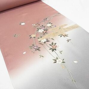 平和屋2■付下げ 反物 着尺 刺繍 霞枝垂れ桜 暈し染め 金彩 やまと誂製 八掛付き 逸品 未使用 DAAA2520maの画像5