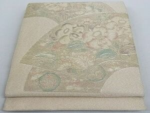 平和屋-こころ店■太鼓柄袋帯　駒刺繍　辻が花　銀糸　正絹　逸品　AAAC2080Aog