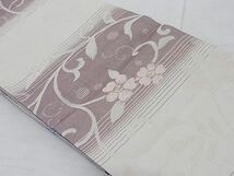 平和屋-こころ店■両面半幅帯　花唐草文　正絹　逸品　AAAC2425Aaz_画像2